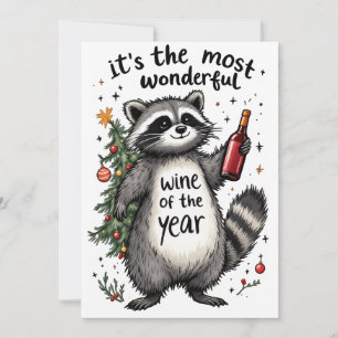 Cartes Pour Fêtes Annuelles Vin le plus merveilleux de l'année Raton laveur
