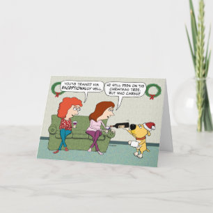 Cartes Pour Fêtes Annuelles Vin mignon et drôle Servant Chien Noël
