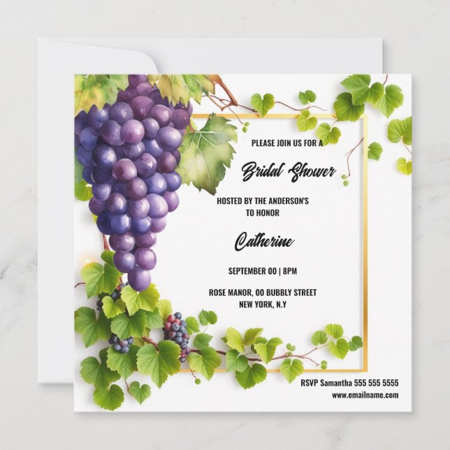 Cartes Pour Fêtes Annuelles Vino nuptiale douche vigne vigne vin vin (Devant)