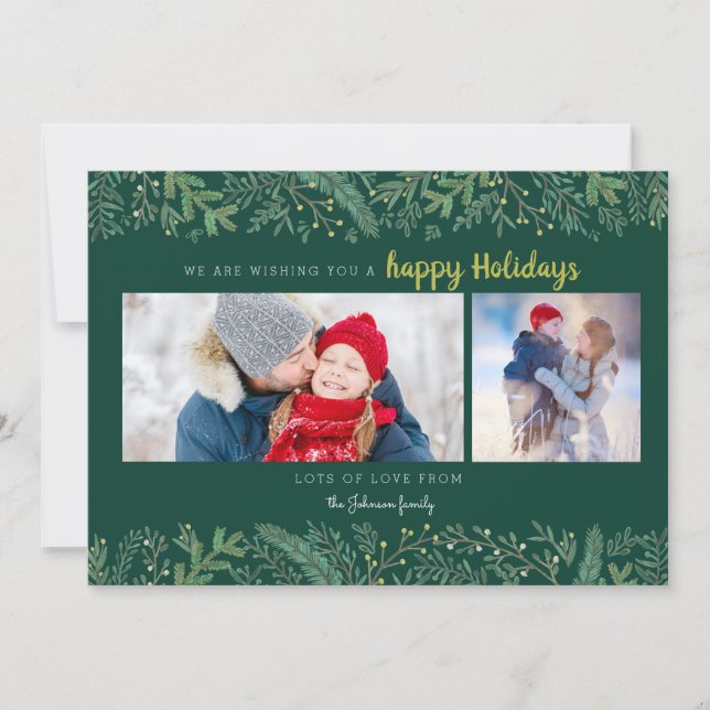Cartes Pour Fêtes Annuelles Vins de pin élégant arbres verts Noël (Devant)