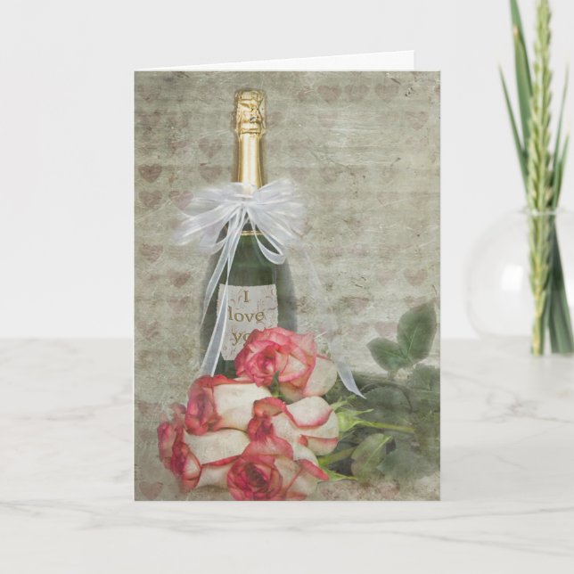 Cartes Pour Fêtes Annuelles Vins et roses pour amoureux (Devant)