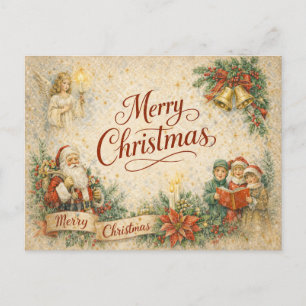 Cartes Pour Fêtes Annuelles Vintage ange de Noël et chanteurs de Noël Joyeux N