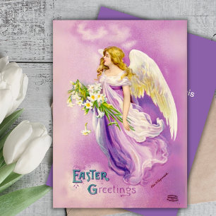 Cartes Pour Fêtes Annuelles Vintage Ange de Pâques Avec Lys Personnalisé Pâque