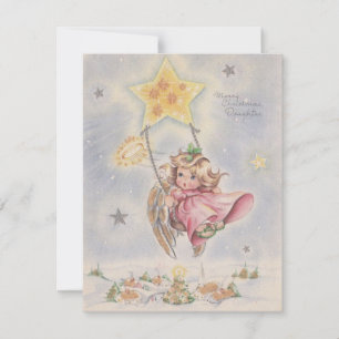 Cartes Pour Fêtes Annuelles Vintage Angel Joyeux Noël Fille
