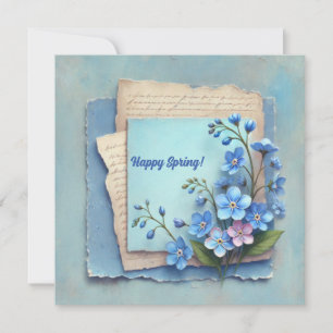 Cartes Pour Fêtes Annuelles Vintage aquarelle ne m'oublie pas de fleurs
