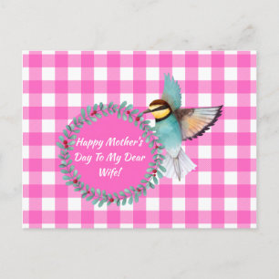 Cartes Pour Fêtes Annuelles Vintage Aquarelle rose Fête des mères d'oiseaux