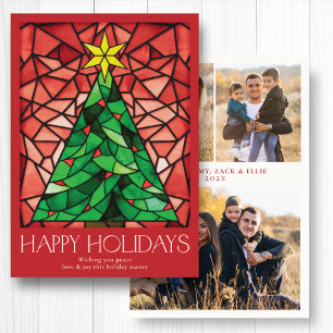 Cartes Pour Fêtes Annuelles Vintage arbre photo étoile rouge