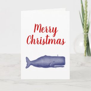 Cartes Pour Fêtes Annuelles Vintage Baleine stylisée du 19ème siècle #1 en ble
