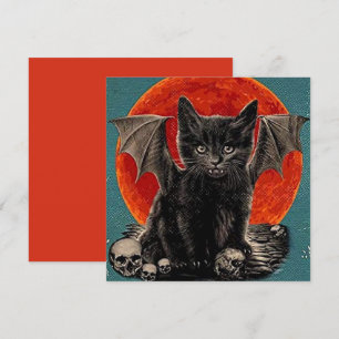 Cartes Pour Fêtes Annuelles Vintage Batcat Éffrayant Happy Halloween