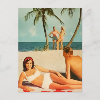 Cartes Pour Fêtes Annuelles Vintage Beach Scene