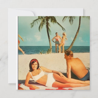 Cartes Pour Fêtes Annuelles Vintage Beach Scene