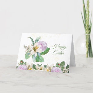 Cartes Pour Fêtes Annuelles Vintage blanc Lily rose Bouquet Pâques