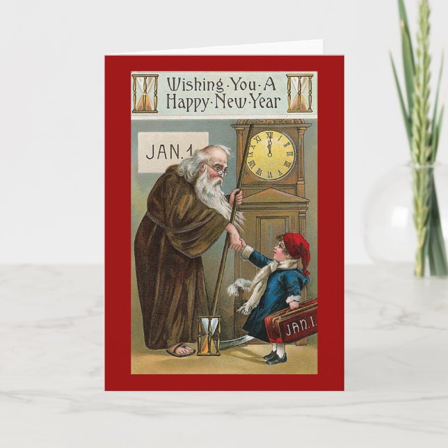Cartes Pour Fêtes Annuelles Vintage Bonne année (Devant)