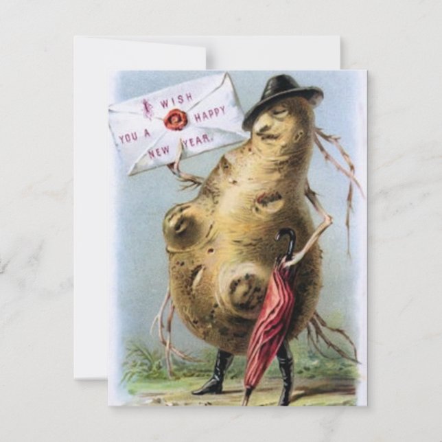Cartes Pour Fêtes Annuelles Vintage Bonne année Sir Potato (Devant)