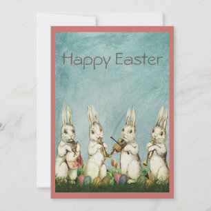 Cartes Pour Fêtes Annuelles Vintage Bunny Easter Music Band