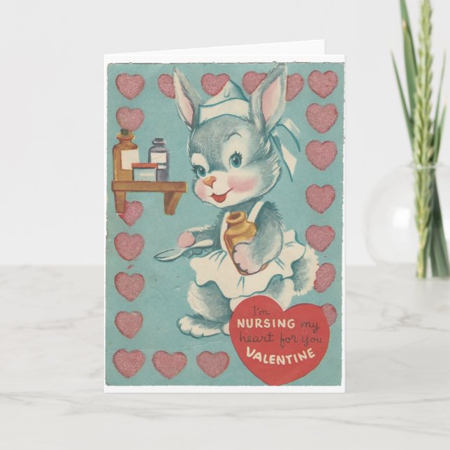 Cartes Pour Fêtes Annuelles Vintage Bunny Valentine (Devant)