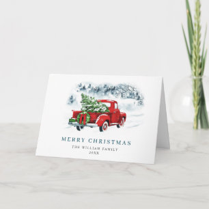 Cartes Pour Fêtes Annuelles Vintage Camion de la ferme rouge voeux de Noël