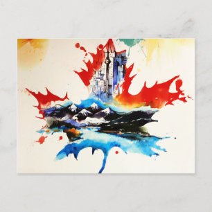Cartes Pour Fêtes Annuelles Vintage Canada Maple Leaf Travel Love Aquarelle