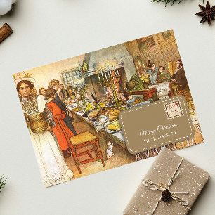 Cartes Pour Fêtes Annuelles Vintage Carl Larsson Soirée de Noël personnalisée