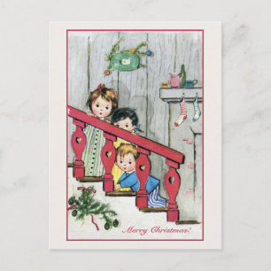 Cartes Pour Fêtes Annuelles Vintage Children on a stairway