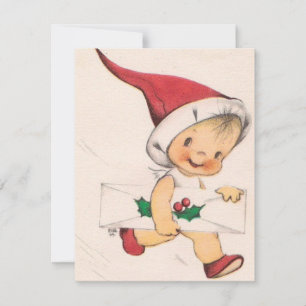 Cartes Pour Fêtes Annuelles Vintage Christmas Boy Avec Lettre
