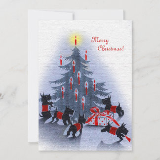 Cartes Pour Fêtes Annuelles Vintage Christmas Card, Scottie Dogs