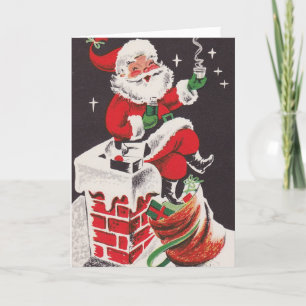 Cartes Pour Fêtes Annuelles Vintage Christmas Cheer - Père Noël A Hot Toddy,