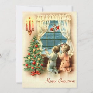 Cartes Pour Fêtes Annuelles Vintage Christmas Children Voir Père Noël