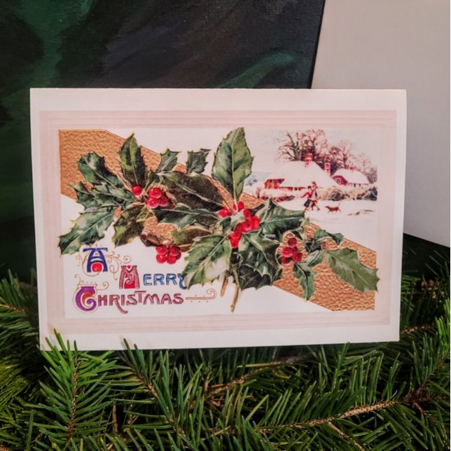 Cartes Pour Fêtes Annuelles Vintage Christmas Holly (Créateur téléchargé)