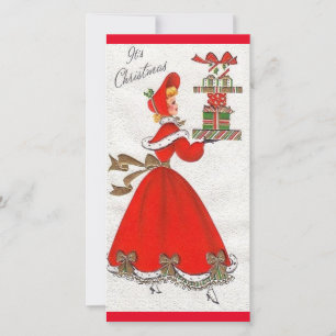 Cartes Pour Fêtes Annuelles Vintage Christmas Lady apporte des cadeaux