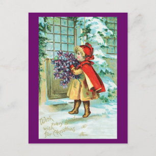 Cartes Pour Fêtes Annuelles Vintage Christmas - Little Girl with Violets