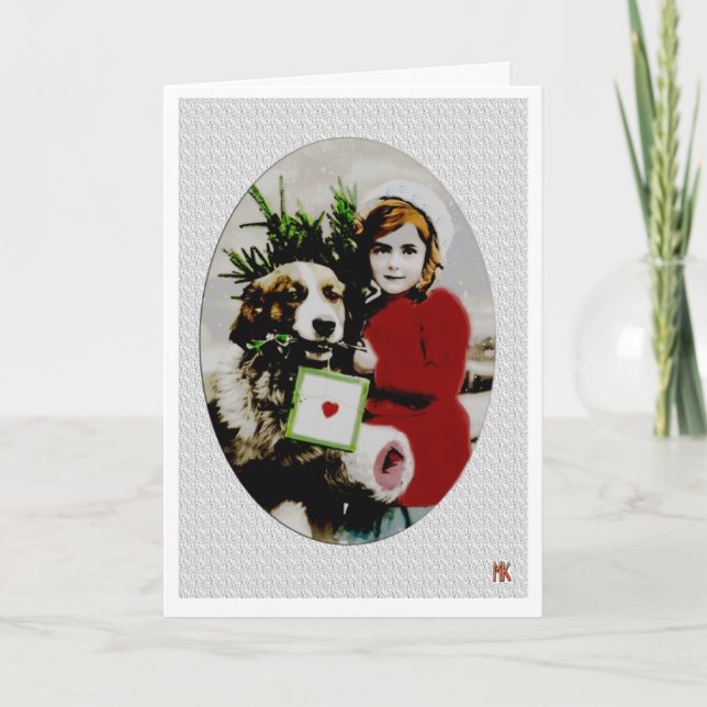 Cartes Pour Fêtes Annuelles Vintage Christmas Saint Bernard Dog (Devant)