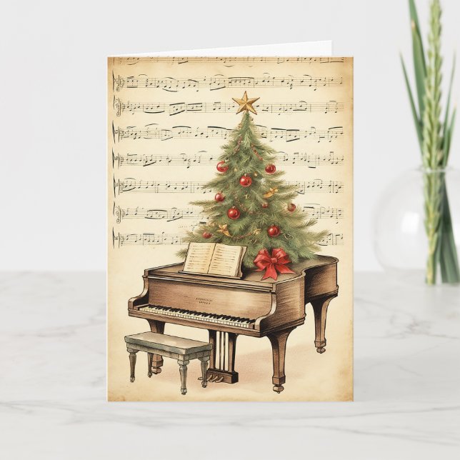 Cartes Pour Fêtes Annuelles Vintage Christmas Sheet Music Grand Piano (Devant)