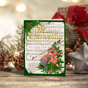 Cartes Pour Fêtes Annuelles Vintage Christmas Sheet Musique Violon