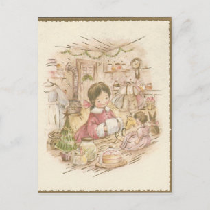 Cartes Pour Fêtes Annuelles Vintage Christmas Shop Girl