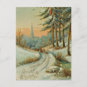Cartes Pour Fêtes Annuelles Vintage Christmas Snow Trail