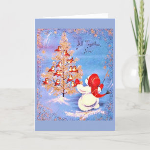 Cartes Pour Fêtes Annuelles Vintage Christmas - Snowman Leading a Choir,