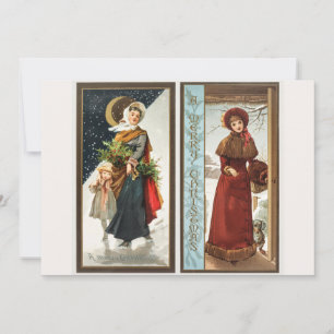Cartes Pour Fêtes Annuelles Vintage Christmas Women and Child (1865-1899)