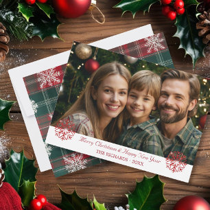 Cartes Pour Fêtes Annuelles Vintage Classic Rouge & Vert Noël plaid