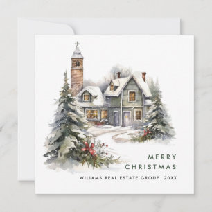 Cartes Pour Fêtes Annuelles Vintage Country House Christmas Tree Corporate