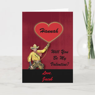 Cartes Pour Fêtes Annuelles Vintage cow-boy rouge romantique