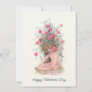 Cartes Pour Fêtes Annuelles Vintage cupide avec roses roses roses Valentine