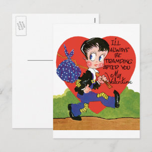 Cartes Pour Fêtes Annuelles Vintage Cute Valentine's Day, Hobo Boy Heart