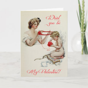 Cartes Pour Fêtes Annuelles Vintage dame + Cupidon Valentine par Harrison Fish