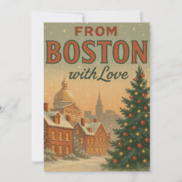 Cartes Pour Fêtes Annuelles Vintage De Boston Avec Amour Noël