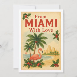 Cartes Pour Fêtes Annuelles Vintage De Miami Avec Un Noël D'Amour