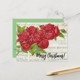Cartes Pour Fêtes Annuelles Vintage de Noël victorien Bouquet de Rose rouge