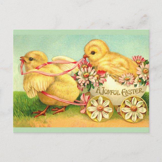 Cartes Pour Fêtes Annuelles Vintage de Pâques chic poussins (Devant)