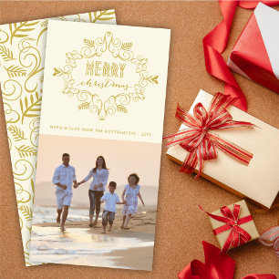 Cartes Pour Fêtes Annuelles Vintage Déco Cadre de feuillage Joyeux Noël Photo