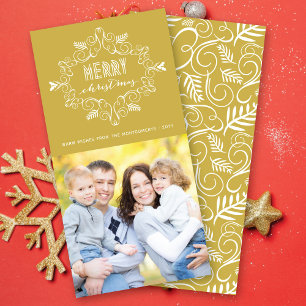Cartes Pour Fêtes Annuelles Vintage Déco Cadre de feuillage Joyeux Noël Photo